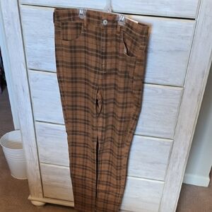 Women's Brown Plaid Pants